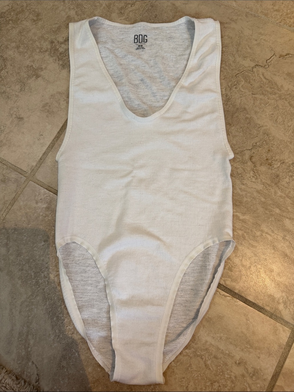 BDG Urban Outfitters White Ribbed Tank Bodysuit Bandeau Style